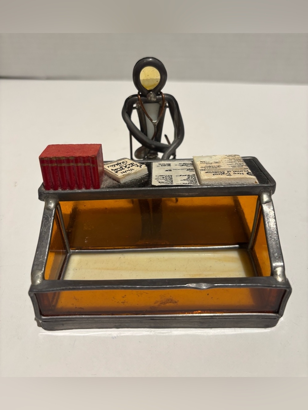 Doctor Business Card Holder Vintage 1980’s Medical Desk Display Handcrafted